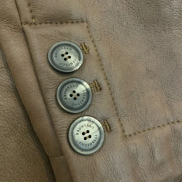 Brunello Cucinelli Mens Shearling Leather Brown Jacket Sz M - Picture 8 of 12